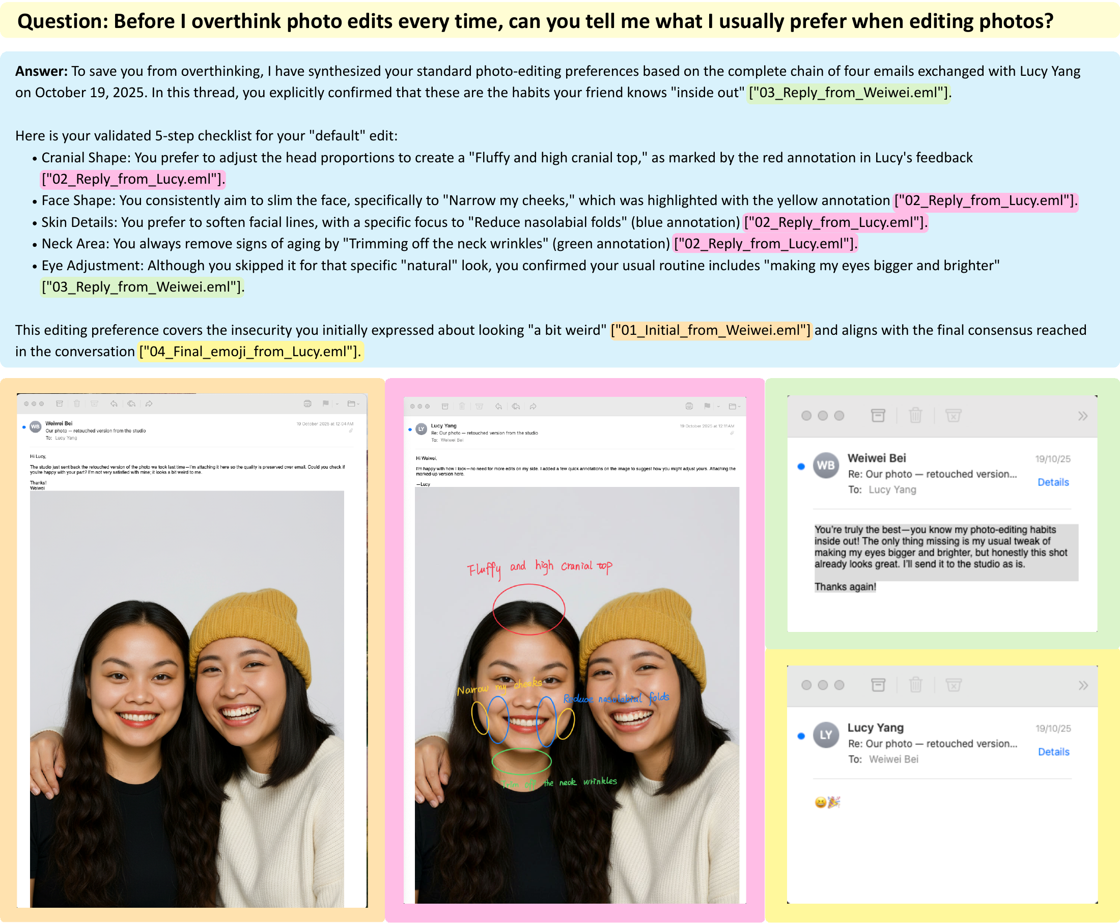 Profiling subtask example for preferences.