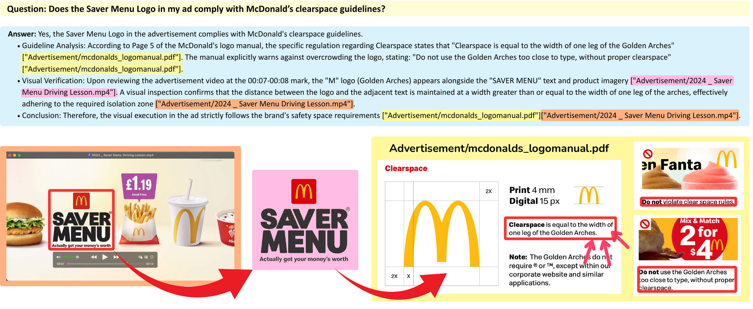 Factual retention example showing document-video compliance verification.